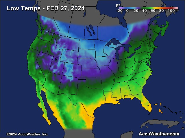 Tomorrow's Low tempatures